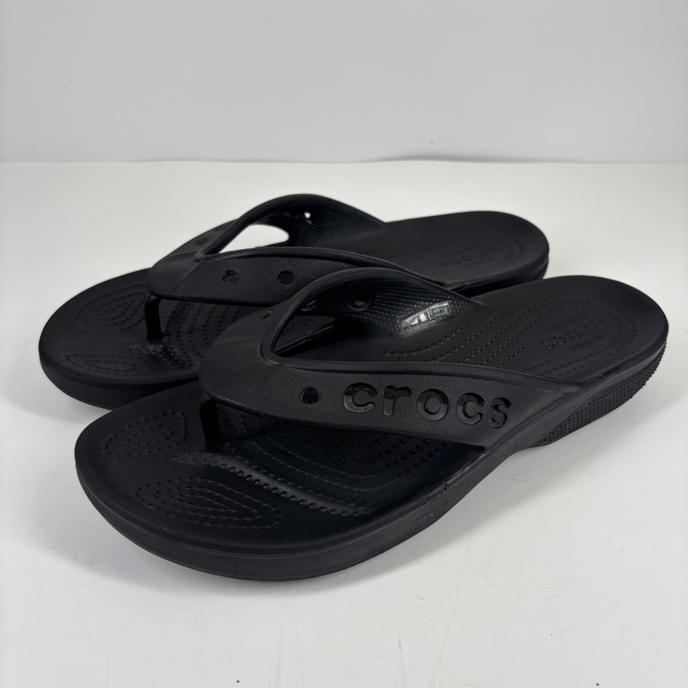 Crocs Baya II Unisex Men's 7 Women's 9 Black Comfort Flip-Flop Thong Sandals